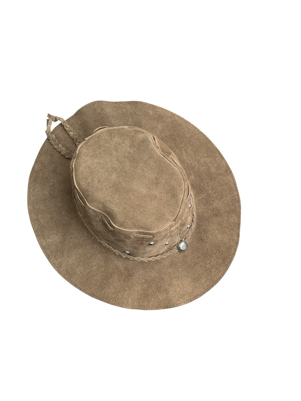 Brown Suede Western-Style Studded Rancher Sun Hat Size XL